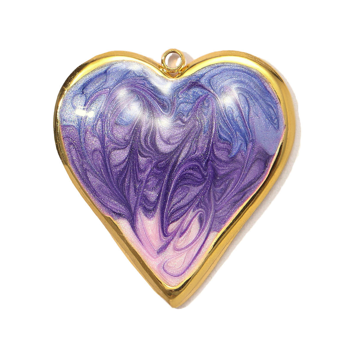 6pcs/pack Stainless Steel Gradient Enamel Heart DIY Earring Charms Colorful Love Necklace Pendants Women Jewelry Wholesale
