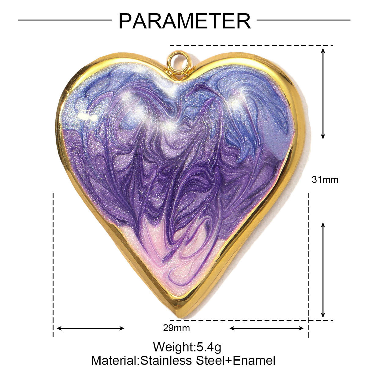 6pcs/pack Stainless Steel Gradient Enamel Heart DIY Earring Charms Colorful Love Necklace Pendants Women Jewelry Wholesale