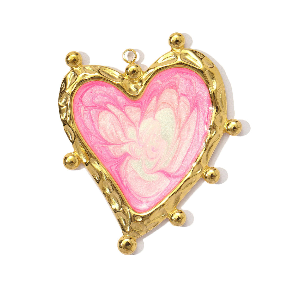 6pcs/pack Stainless Steel Gradient Enamel Heart DIY Earring Charms Colorful Love Necklace Pendants Women Jewelry Wholesale