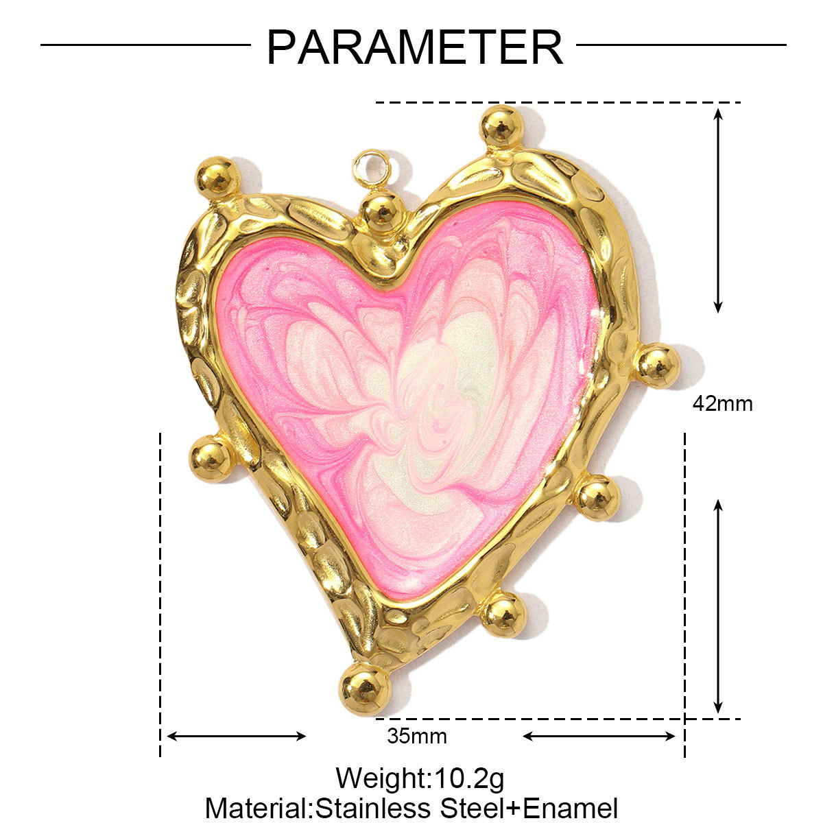 6pcs/pack Stainless Steel Gradient Enamel Heart DIY Earring Charms Colorful Love Necklace Pendants Women Jewelry Wholesale