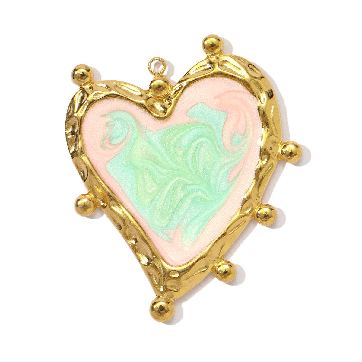 6pcs/pack Stainless Steel Gradient Enamel Heart DIY Earring Charms Colorful Love Necklace Pendants Women Jewelry Wholesale