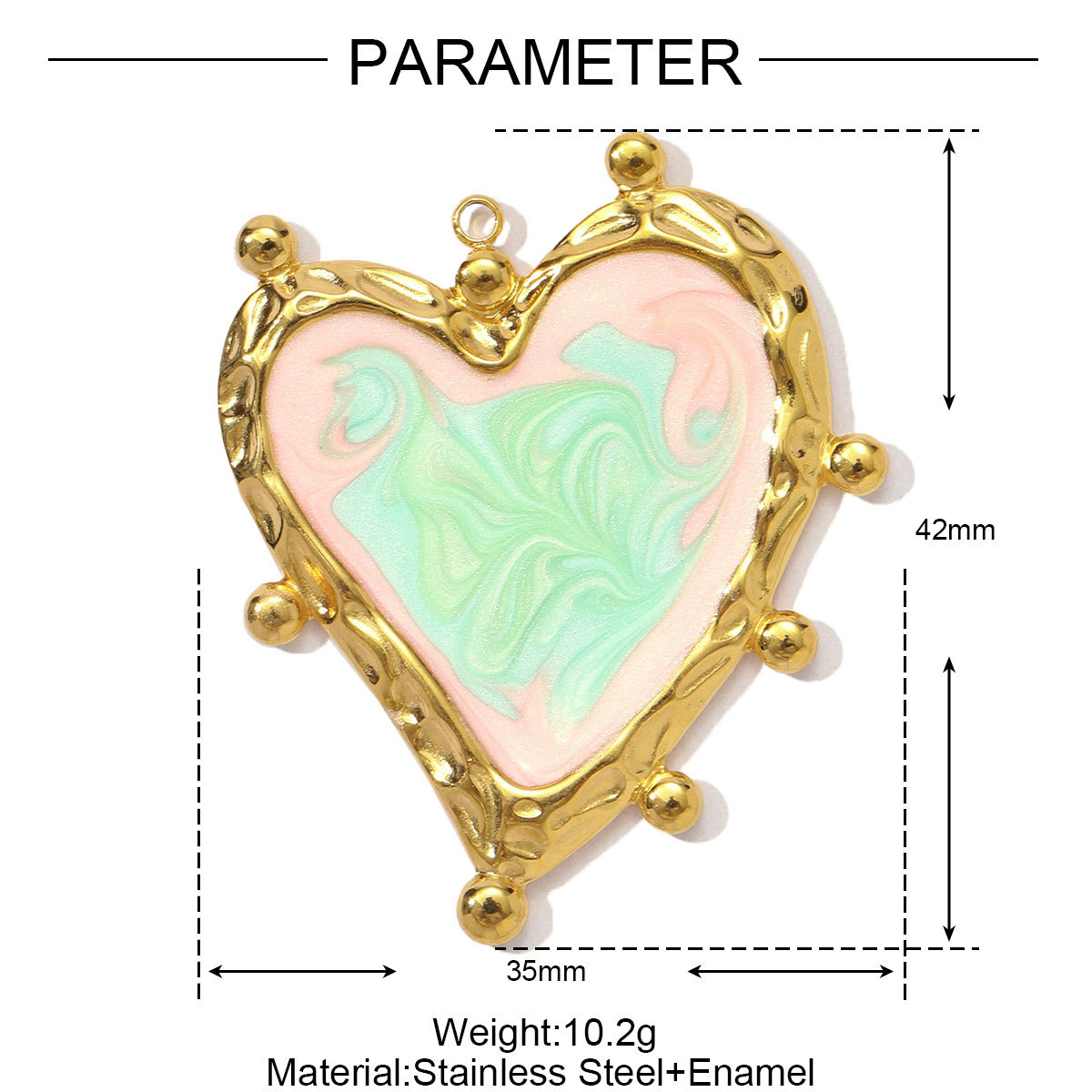 6pcs/pack Stainless Steel Gradient Enamel Heart DIY Earring Charms Colorful Love Necklace Pendants Women Jewelry Wholesale