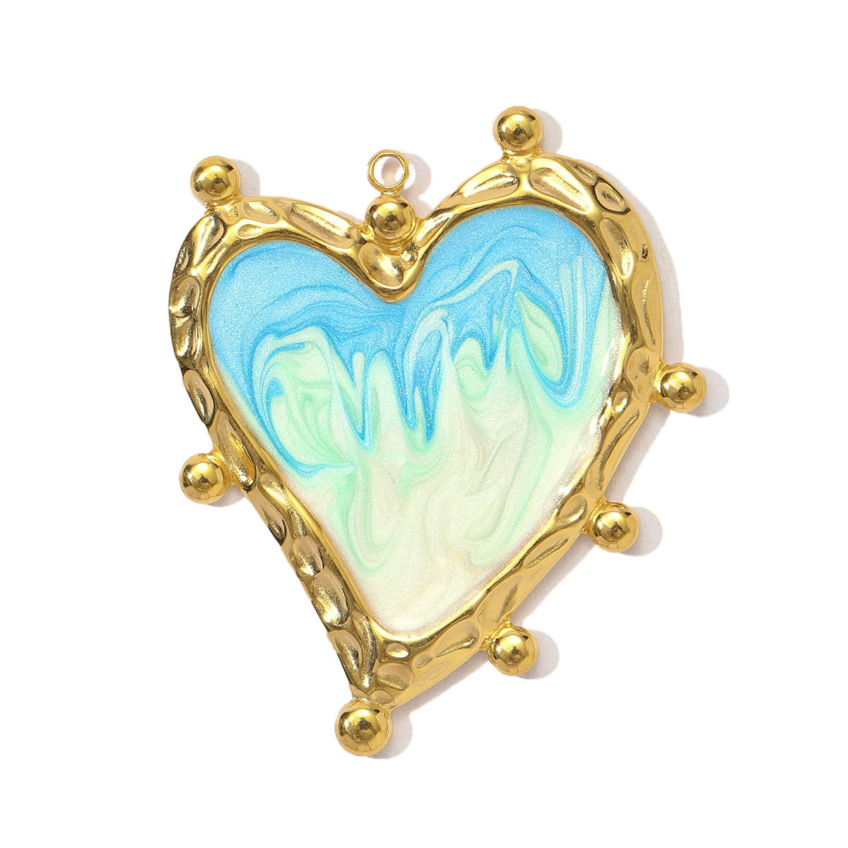 6pcs/pack Stainless Steel Gradient Enamel Heart DIY Earring Charms Colorful Love Necklace Pendants Women Jewelry Wholesale
