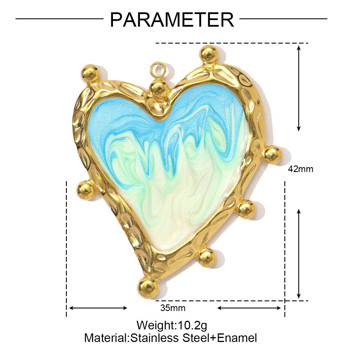 6pcs/pack Stainless Steel Gradient Enamel Heart DIY Earring Charms Colorful Love Necklace Pendants Women Jewelry Wholesale