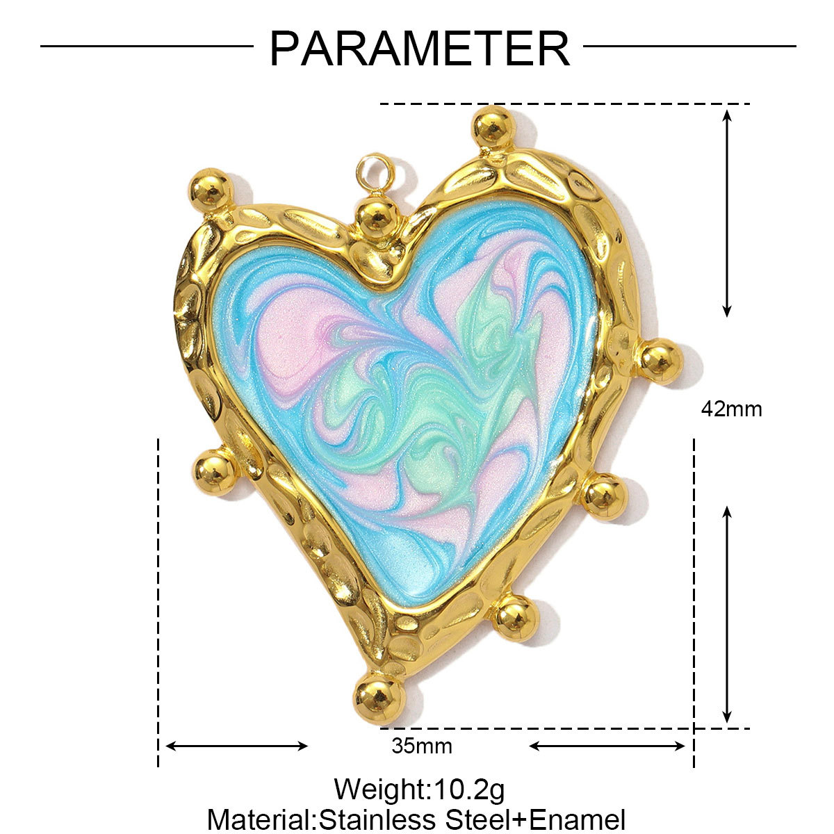 6pcs/pack Stainless Steel Gradient Enamel Heart DIY Earring Charms Colorful Love Necklace Pendants Women Jewelry Wholesale
