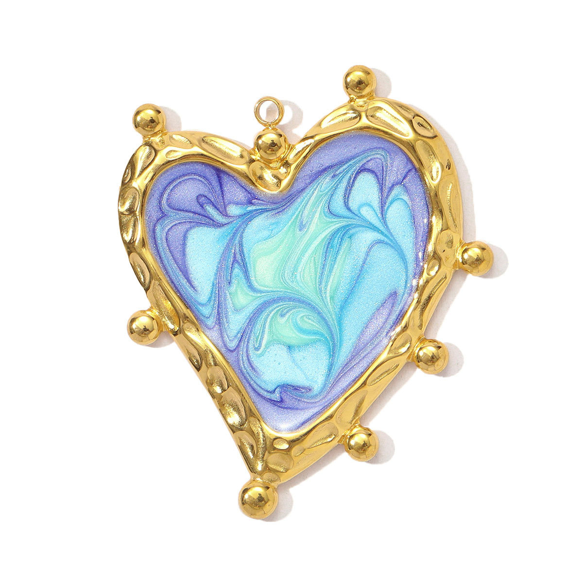 6pcs/pack Stainless Steel Gradient Enamel Heart DIY Earring Charms Colorful Love Necklace Pendants Women Jewelry Wholesale
