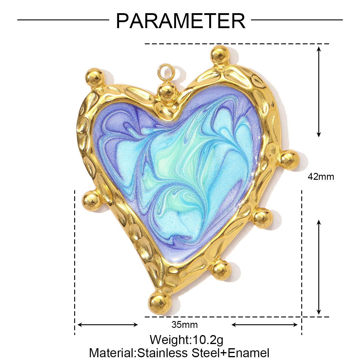 6pcs/pack Stainless Steel Gradient Enamel Heart DIY Earring Charms Colorful Love Necklace Pendants Women Jewelry Wholesale