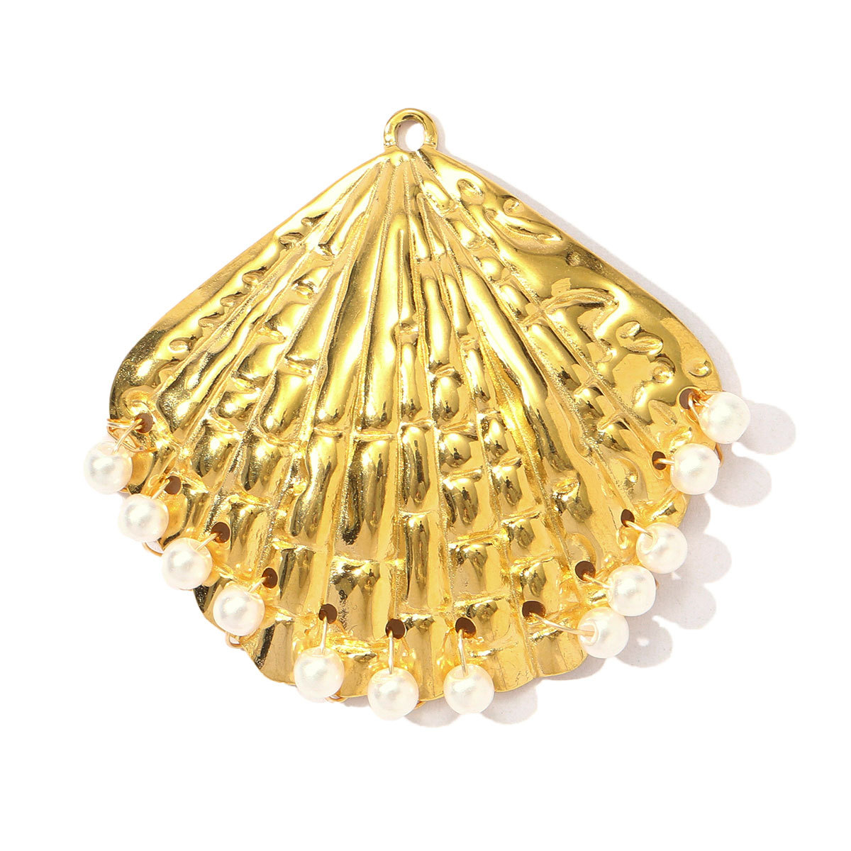 6pcs/pack French Retro Stainless Steel Pearl Shell DIY Earring Charms Conch Necklace Pendants Women Sector Jewelry Wholesale