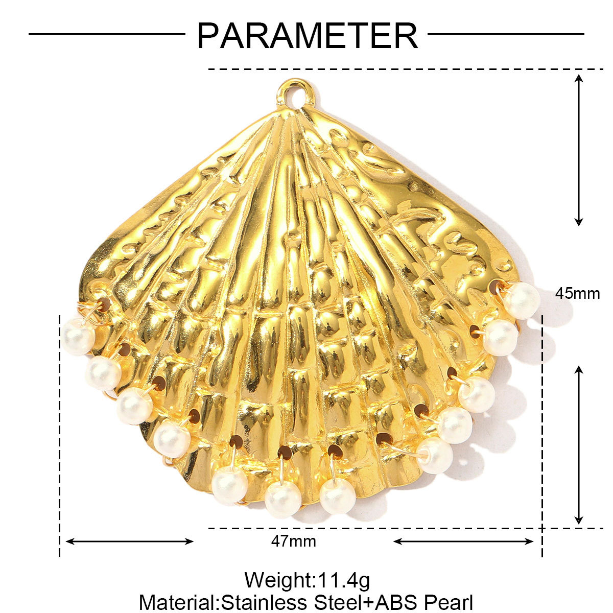 6pcs/pack French Retro Stainless Steel Pearl Shell DIY Earring Charms Conch Necklace Pendants Women Sector Jewelry Wholesale