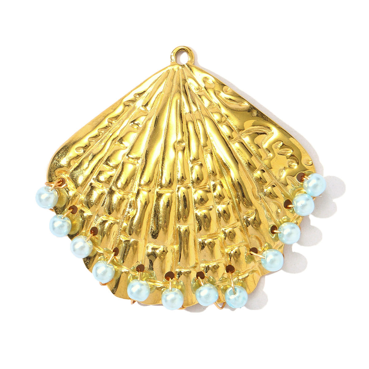 6pcs/pack French Retro Stainless Steel Pearl Shell DIY Earring Charms Conch Necklace Pendants Women Sector Jewelry Wholesale