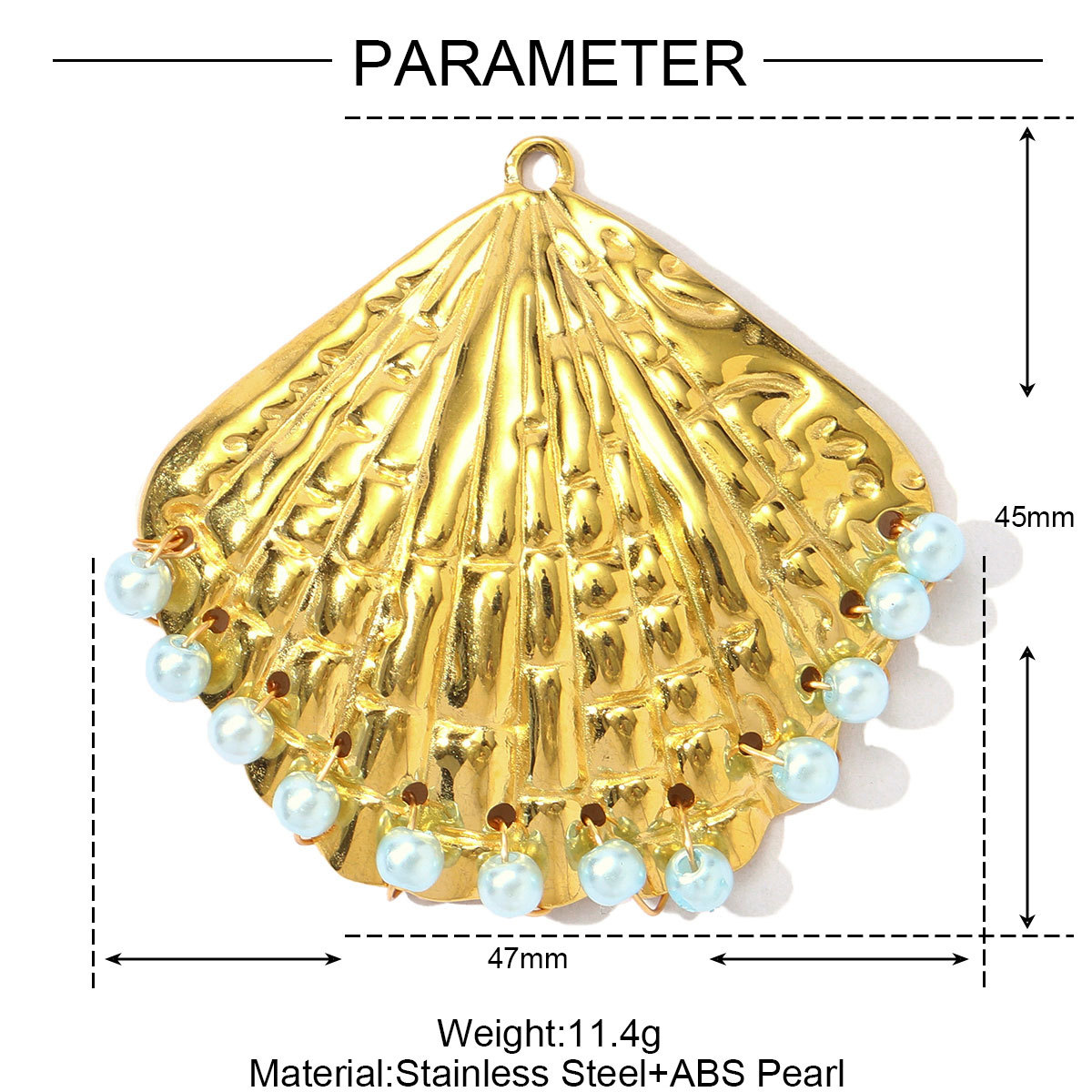 6pcs/pack French Retro Stainless Steel Pearl Shell DIY Earring Charms Conch Necklace Pendants Women Sector Jewelry Wholesale