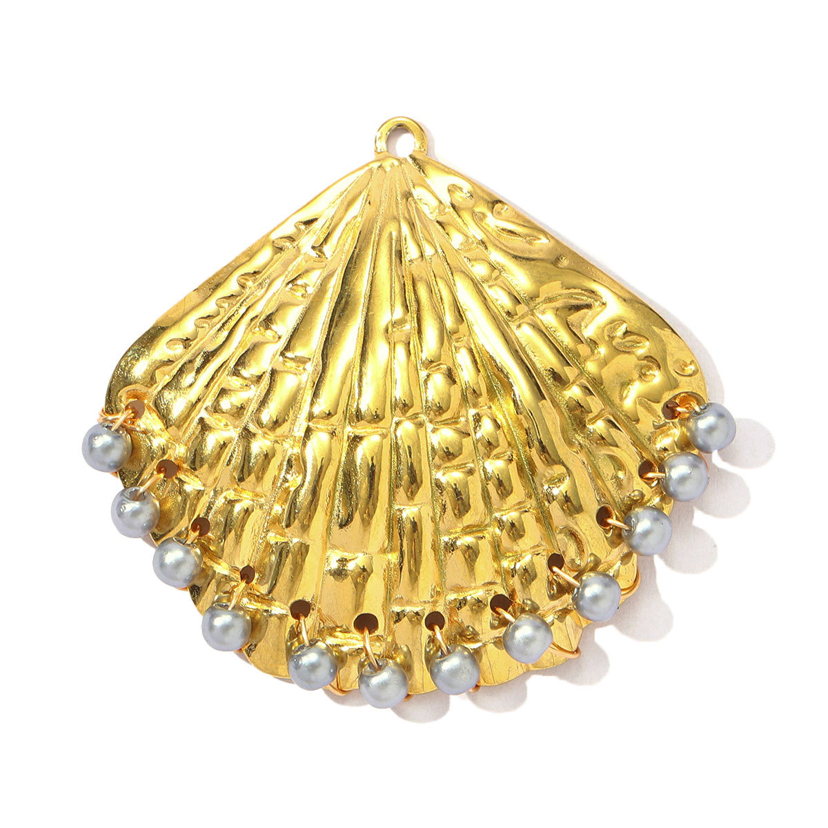 6pcs/pack French Retro Stainless Steel Pearl Shell DIY Earring Charms Conch Necklace Pendants Women Sector Jewelry Wholesale