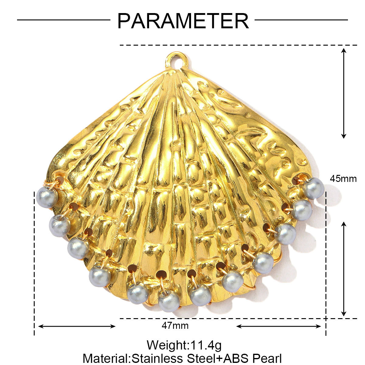 6pcs/pack French Retro Stainless Steel Pearl Shell DIY Earring Charms Conch Necklace Pendants Women Sector Jewelry Wholesale
