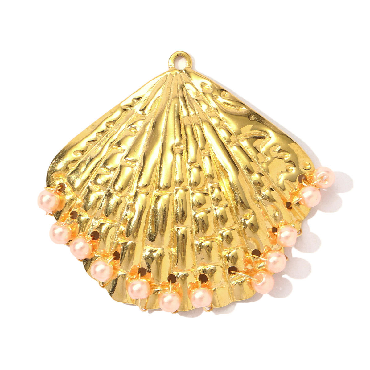 6pcs/pack French Retro Stainless Steel Pearl Shell DIY Earring Charms Conch Necklace Pendants Women Sector Jewelry Wholesale