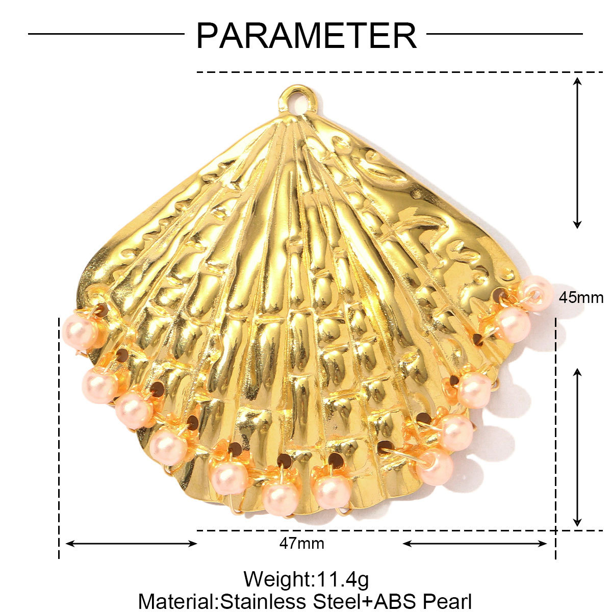 6pcs/pack French Retro Stainless Steel Pearl Shell DIY Earring Charms Conch Necklace Pendants Women Sector Jewelry Wholesale
