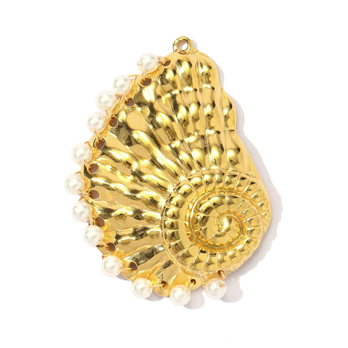 6pcs/pack French Retro Stainless Steel Pearl Shell DIY Earring Charms Conch Necklace Pendants Women Sector Jewelry Wholesale