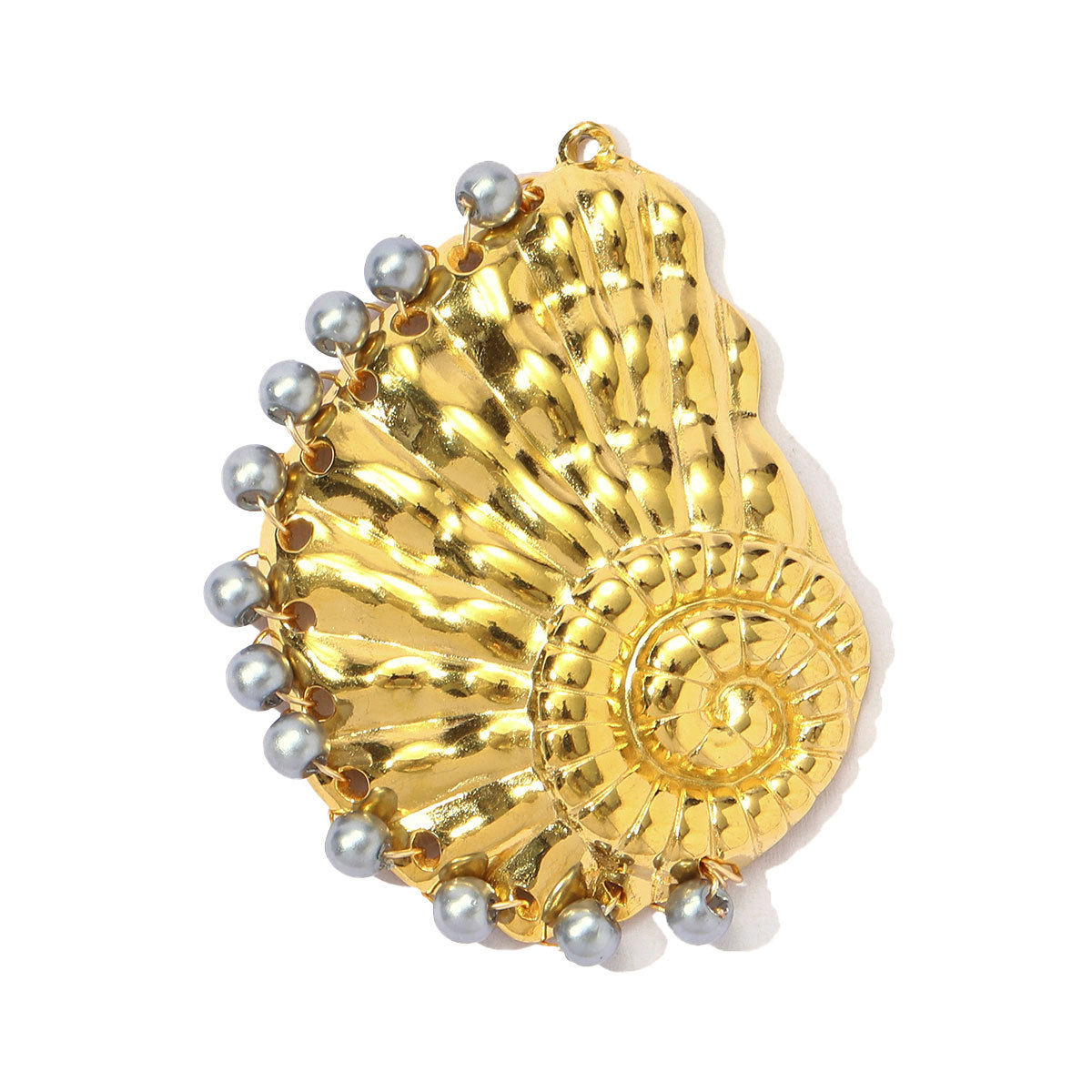 6pcs/pack French Retro Stainless Steel Pearl Shell DIY Earring Charms Conch Necklace Pendants Women Sector Jewelry Wholesale