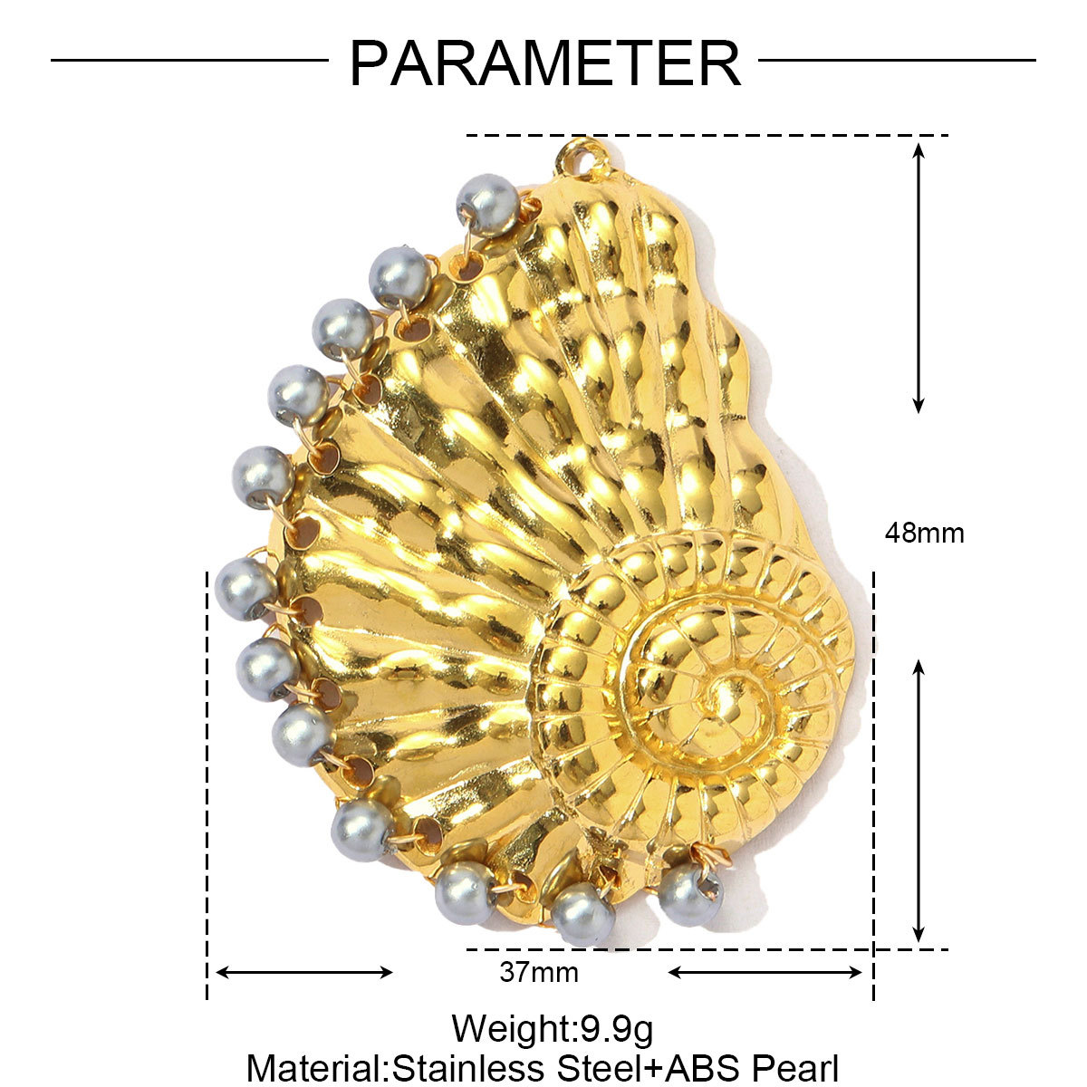 6pcs/pack French Retro Stainless Steel Pearl Shell DIY Earring Charms Conch Necklace Pendants Women Sector Jewelry Wholesale