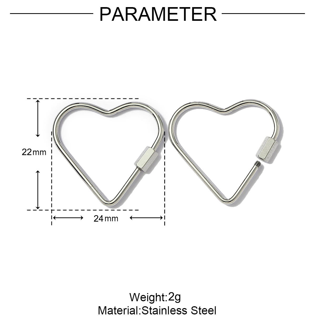 6pcs/lot Stainless Steel Heart Star Screw Lock Clasps Oval Square Connector Buckles for Necklace Keychain DIY Jewelry Making