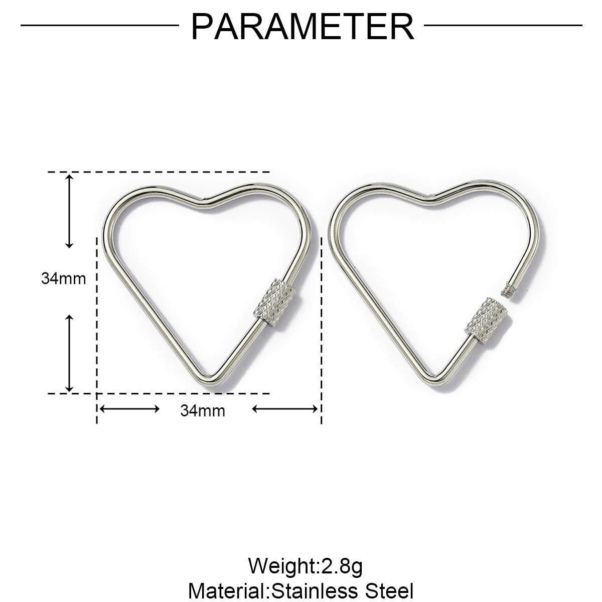 6pcs/lot Stainless Steel Heart Star Screw Lock Clasps Oval Square Connector Buckles for Necklace Keychain DIY Jewelry Making