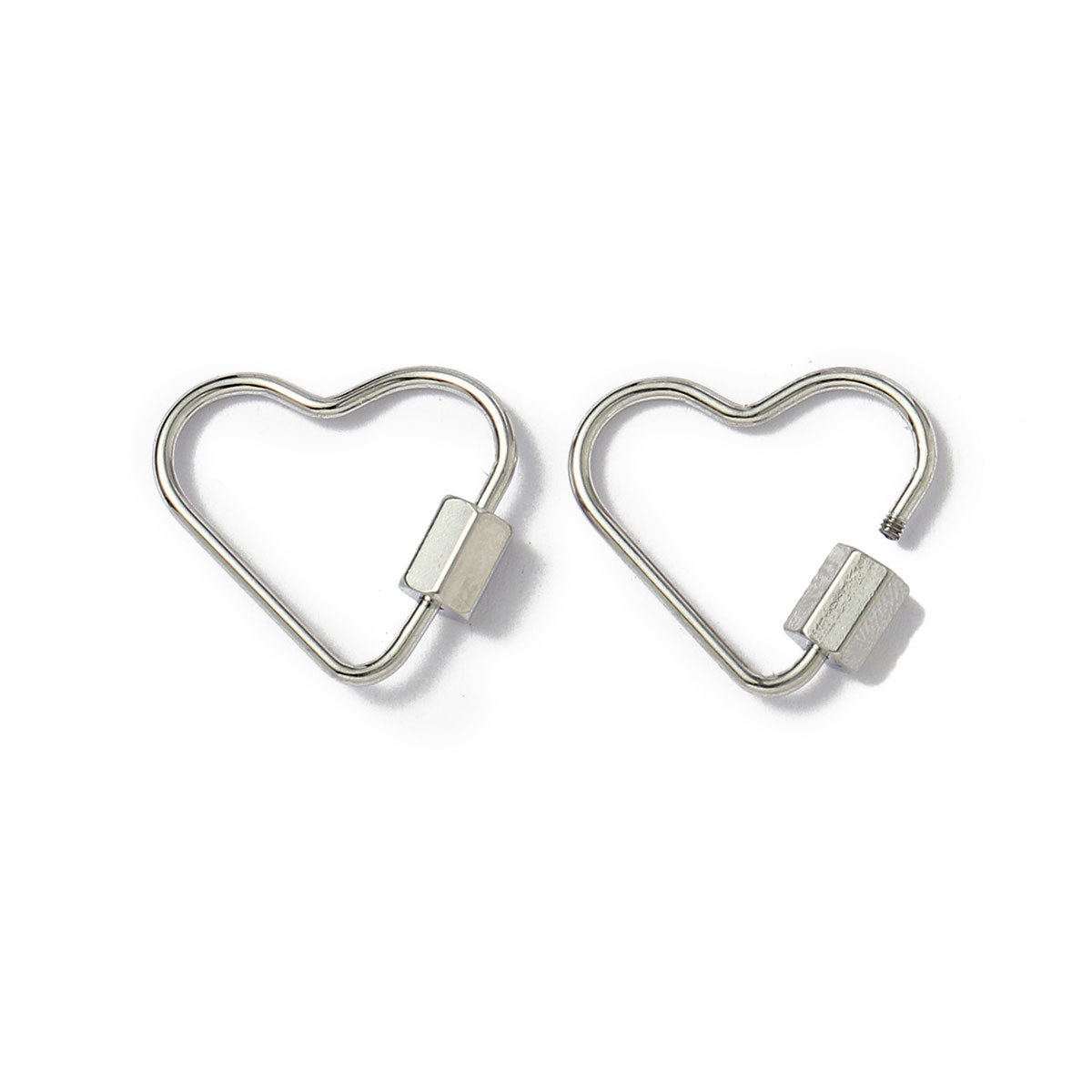 6pcs/lot Stainless Steel Heart Star Screw Lock Clasps Oval Square Connector Buckles for Necklace Keychain DIY Jewelry Making