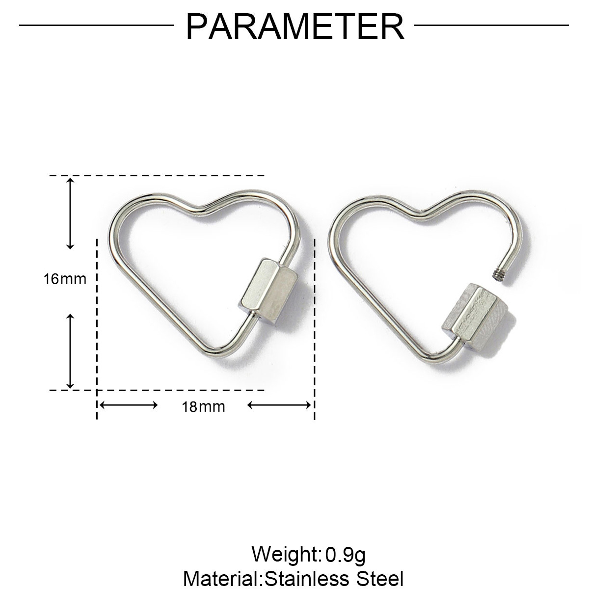 6pcs/lot Stainless Steel Heart Star Screw Lock Clasps Oval Square Connector Buckles for Necklace Keychain DIY Jewelry Making