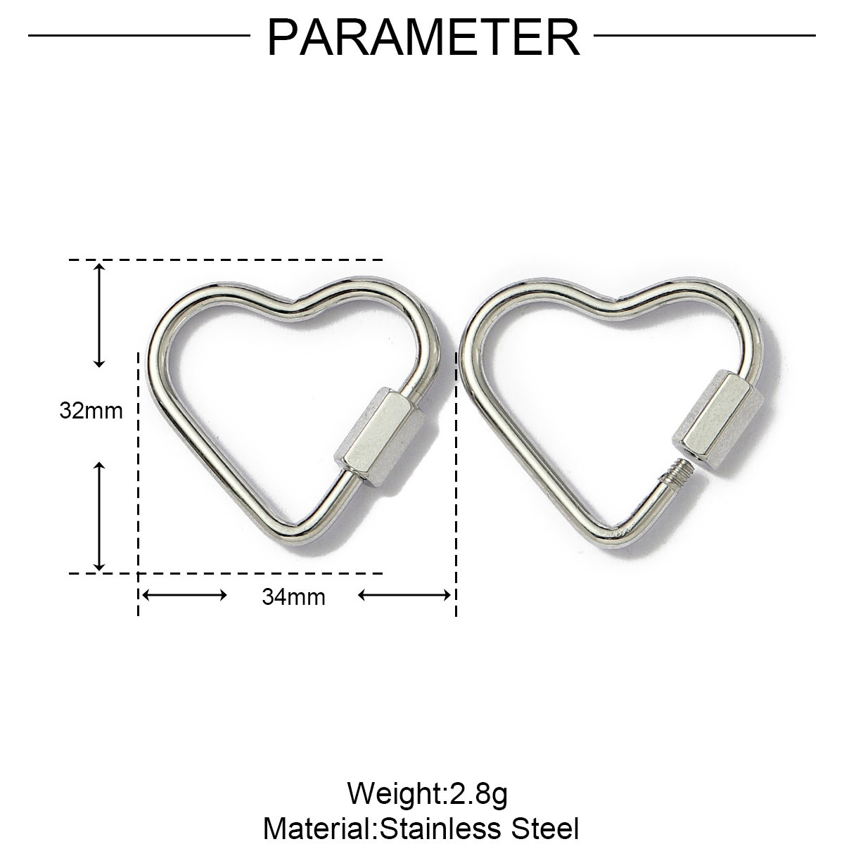 6pcs/lot Stainless Steel Heart Star Screw Lock Clasps Oval Square Connector Buckles for Necklace Keychain DIY Jewelry Making