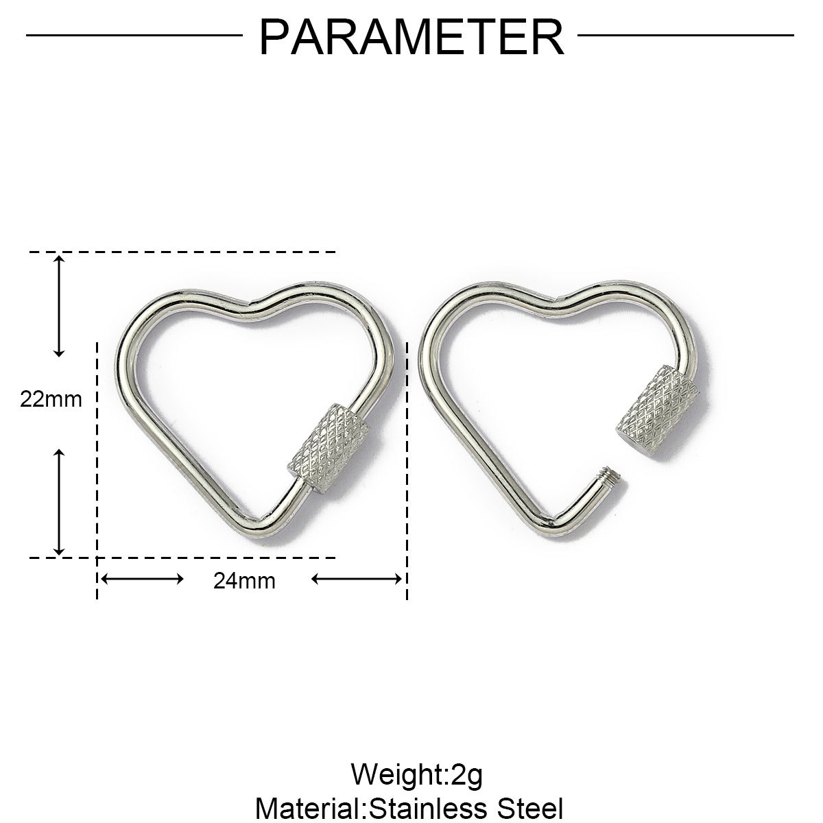 6pcs/lot Stainless Steel Heart Star Screw Lock Clasps Oval Square Connector Buckles for Necklace Keychain DIY Jewelry Making