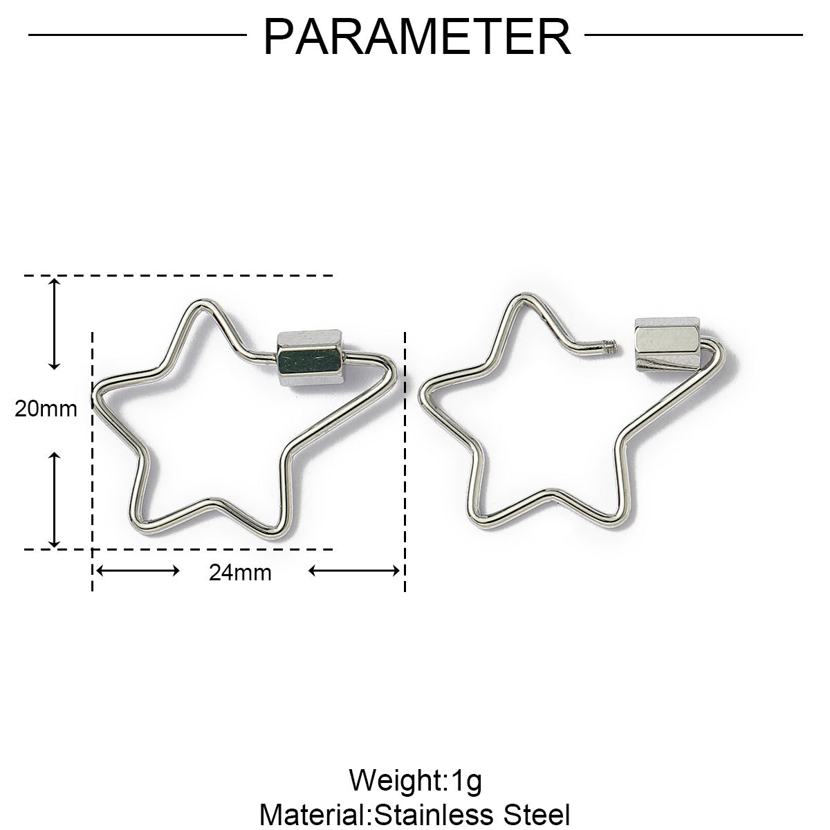 6pcs/lot Stainless Steel Heart Star Screw Lock Clasps Oval Square Connector Buckles for Necklace Keychain DIY Jewelry Making