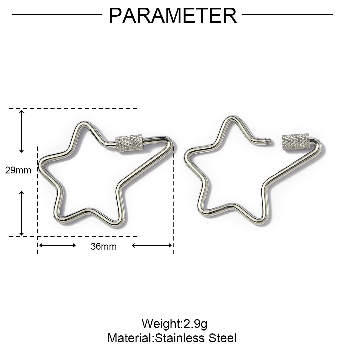 6pcs/lot Stainless Steel Heart Star Screw Lock Clasps Oval Square Connector Buckles for Necklace Keychain DIY Jewelry Making