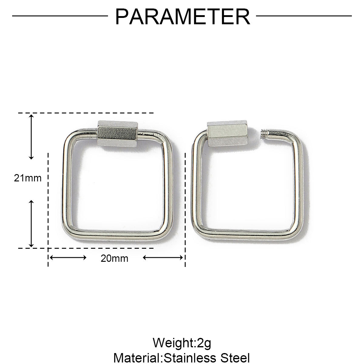 6pcs/lot Stainless Steel Heart Star Screw Lock Clasps Oval Square Connector Buckles for Necklace Keychain DIY Jewelry Making