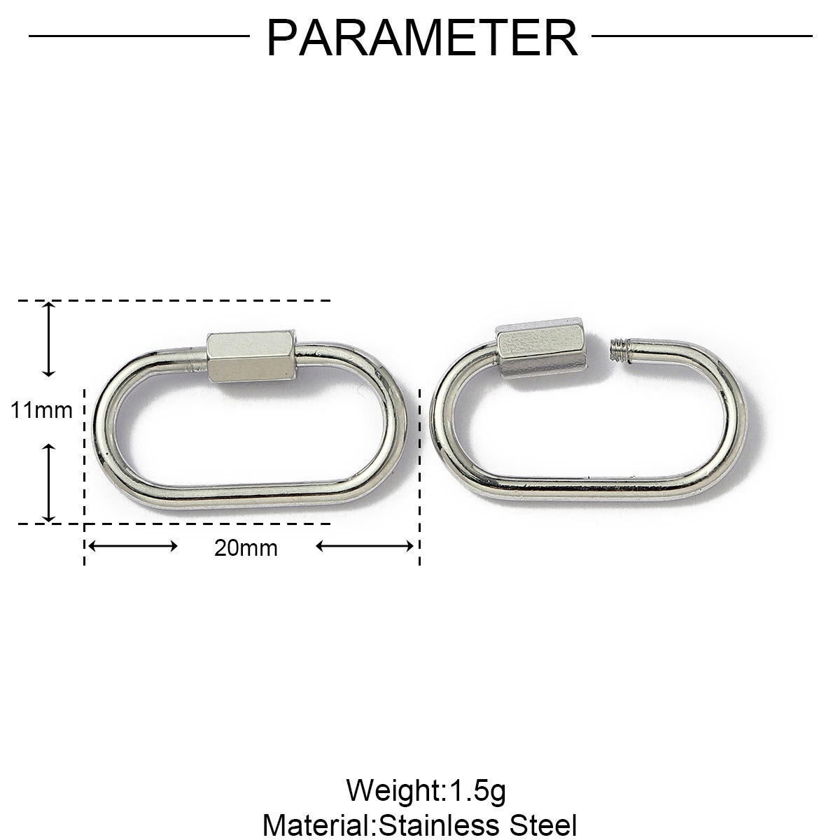 6pcs/lot Stainless Steel Heart Star Screw Lock Clasps Oval Square Connector Buckles for Necklace Keychain DIY Jewelry Making