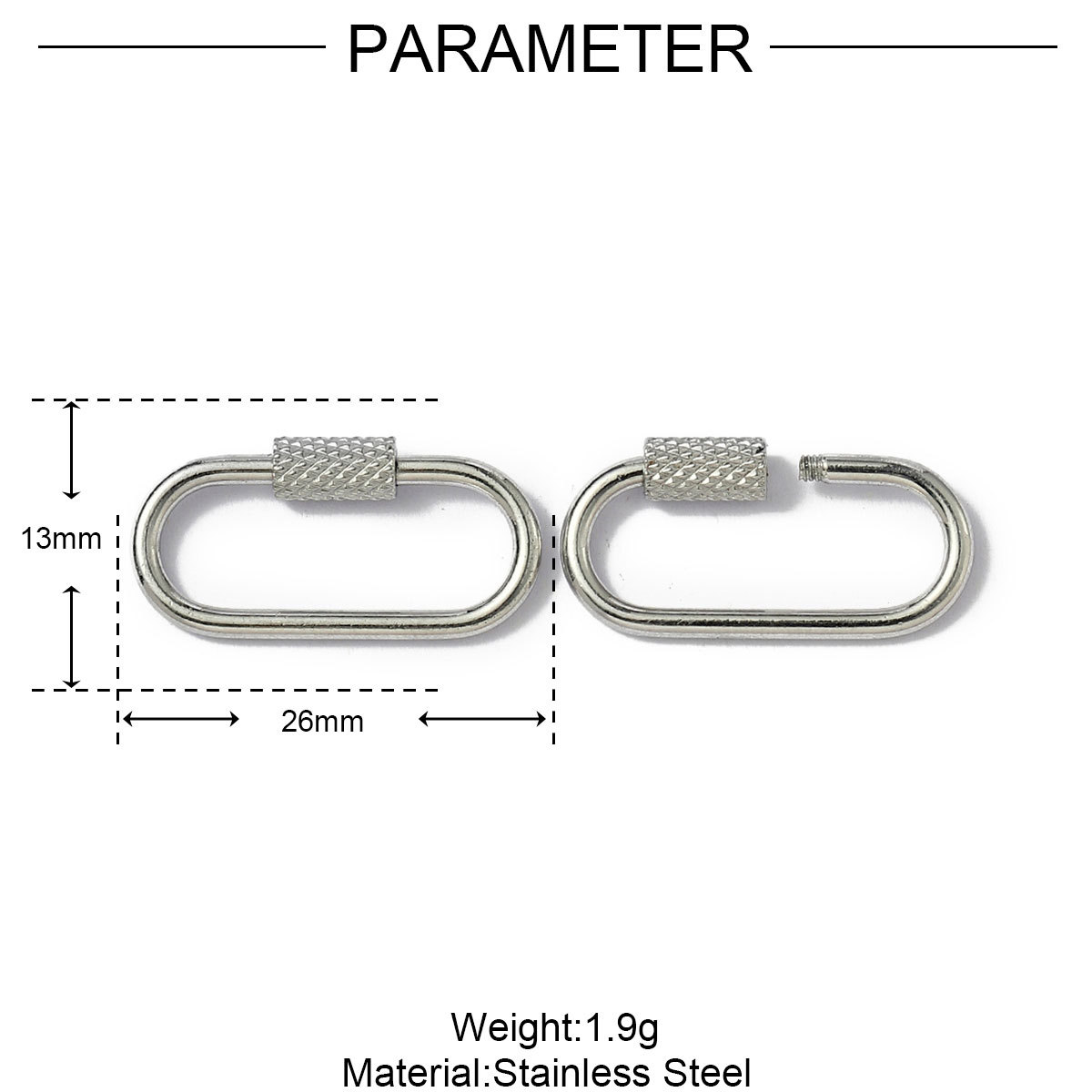6pcs/lot Stainless Steel Heart Star Screw Lock Clasps Oval Square Connector Buckles for Necklace Keychain DIY Jewelry Making