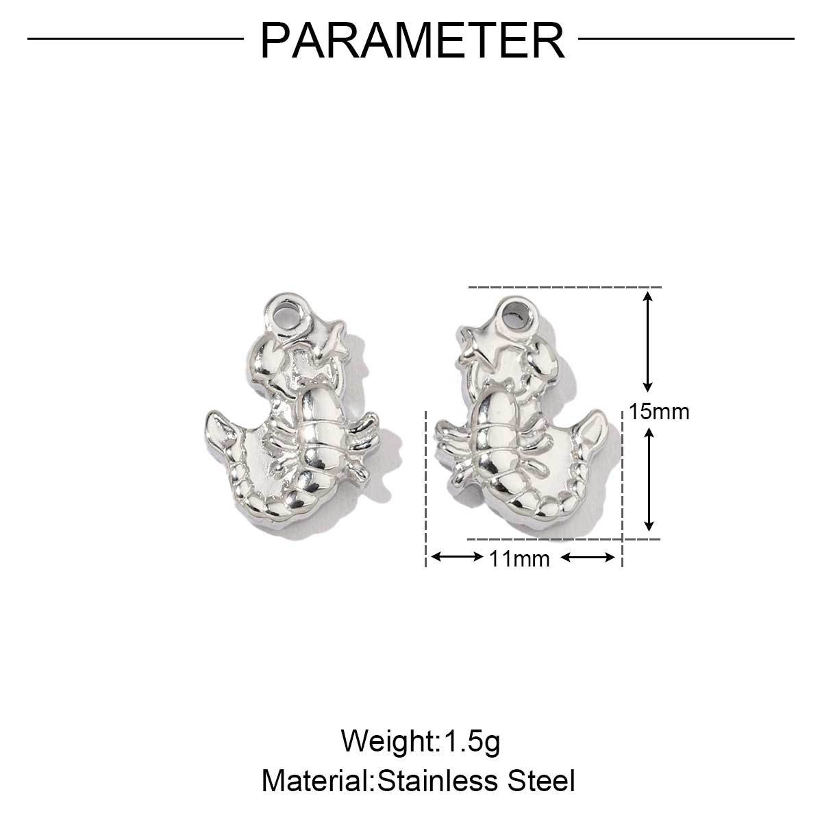 6pcs/pack Stainless Steel Mirror Polish Lobster Starfish Seahorse Charms For Necklace Bracelet Making DIY Accessories