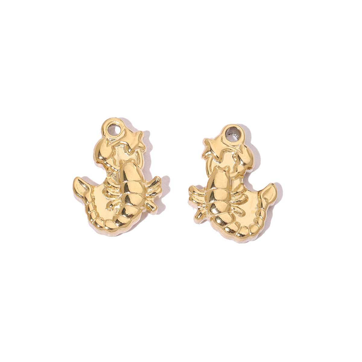 6pcs/pack Stainless Steel Mirror Polish Lobster Starfish Seahorse Charms For Necklace Bracelet Making DIY Accessories