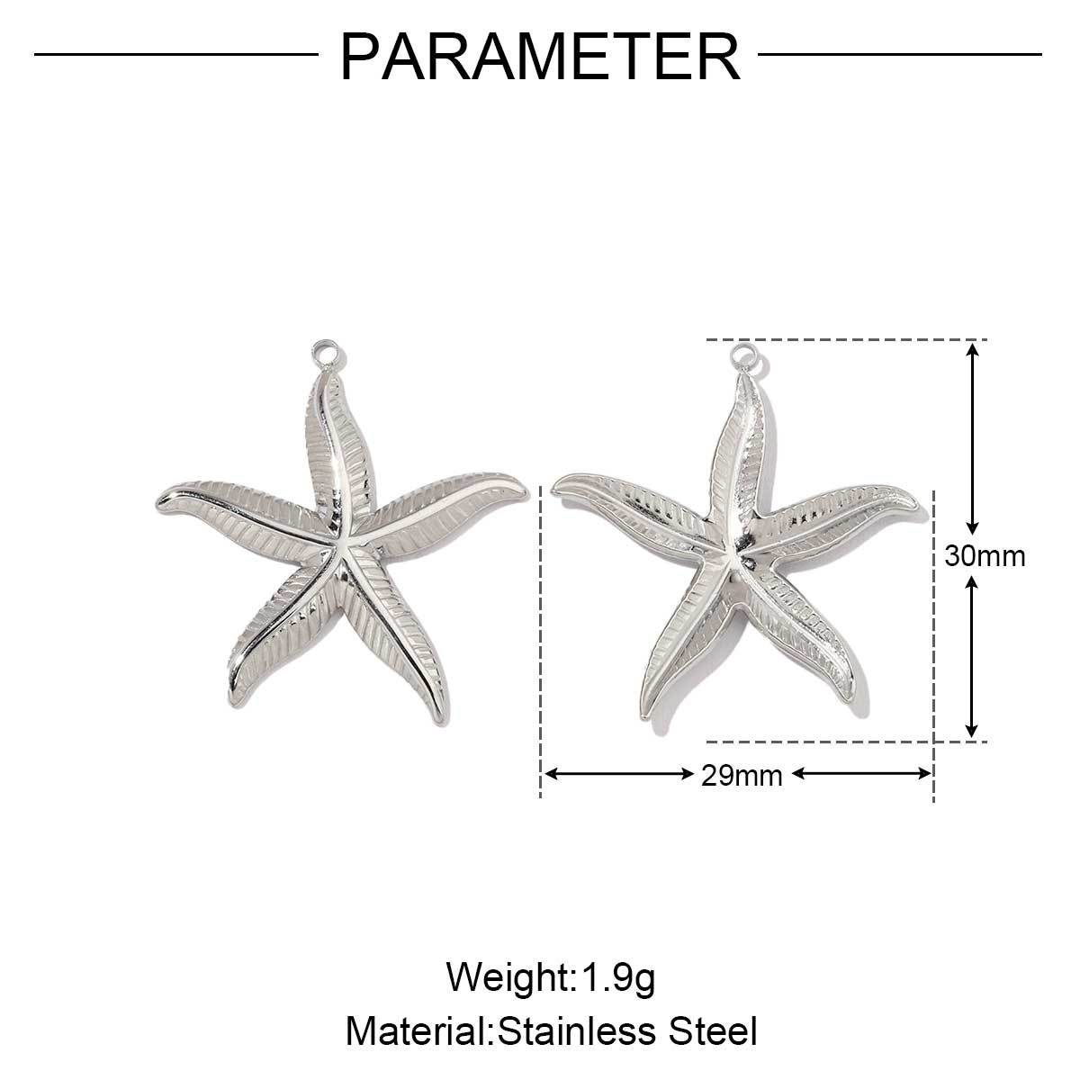 6pcs/pack Stainless Steel Mirror Polish Lobster Starfish Seahorse Charms For Necklace Bracelet Making DIY Accessories