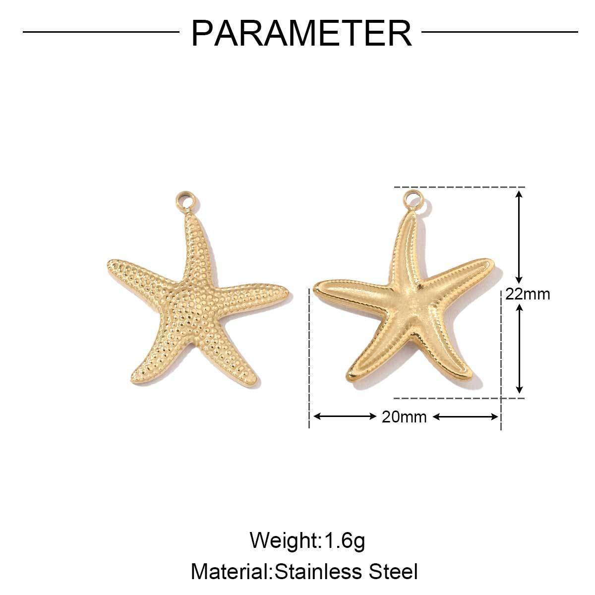 6pcs/pack Stainless Steel Mirror Polish Lobster Starfish Seahorse Charms For Necklace Bracelet Making DIY Accessories