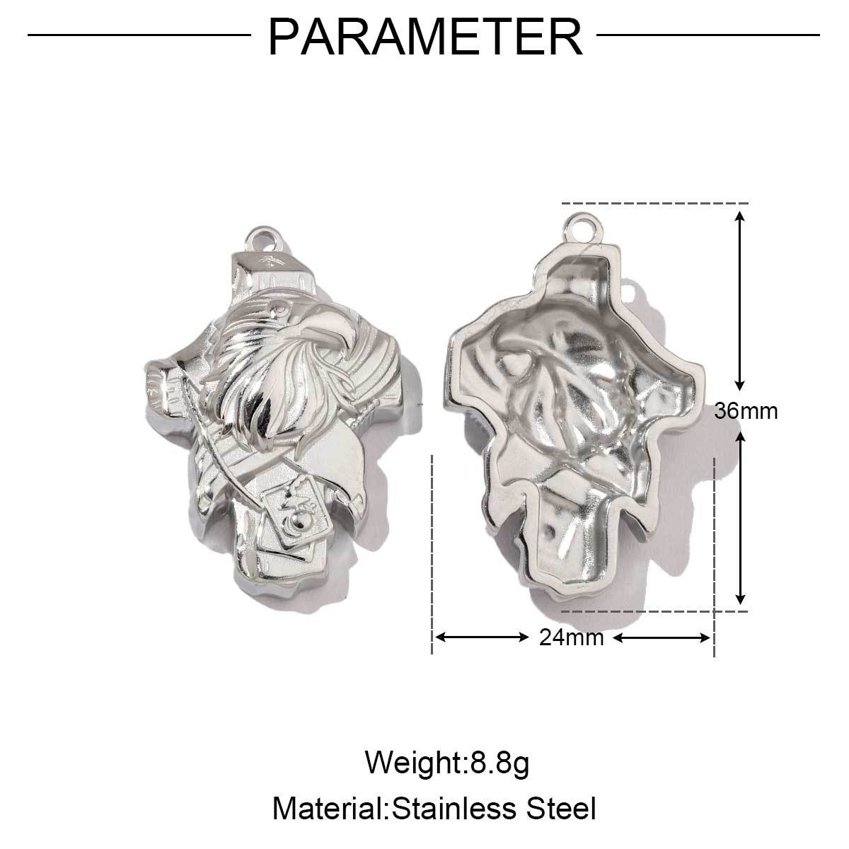 6pcs/pack Mirror Polish Steel Conch Elephant Eagle Charms Geometric Cross DIY Pendant For Necklace Earrings Making Accessories