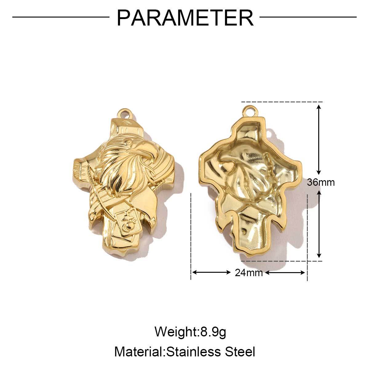 6pcs/pack Mirror Polish Steel Conch Elephant Eagle Charms Geometric Cross DIY Pendant For Necklace Earrings Making Accessories