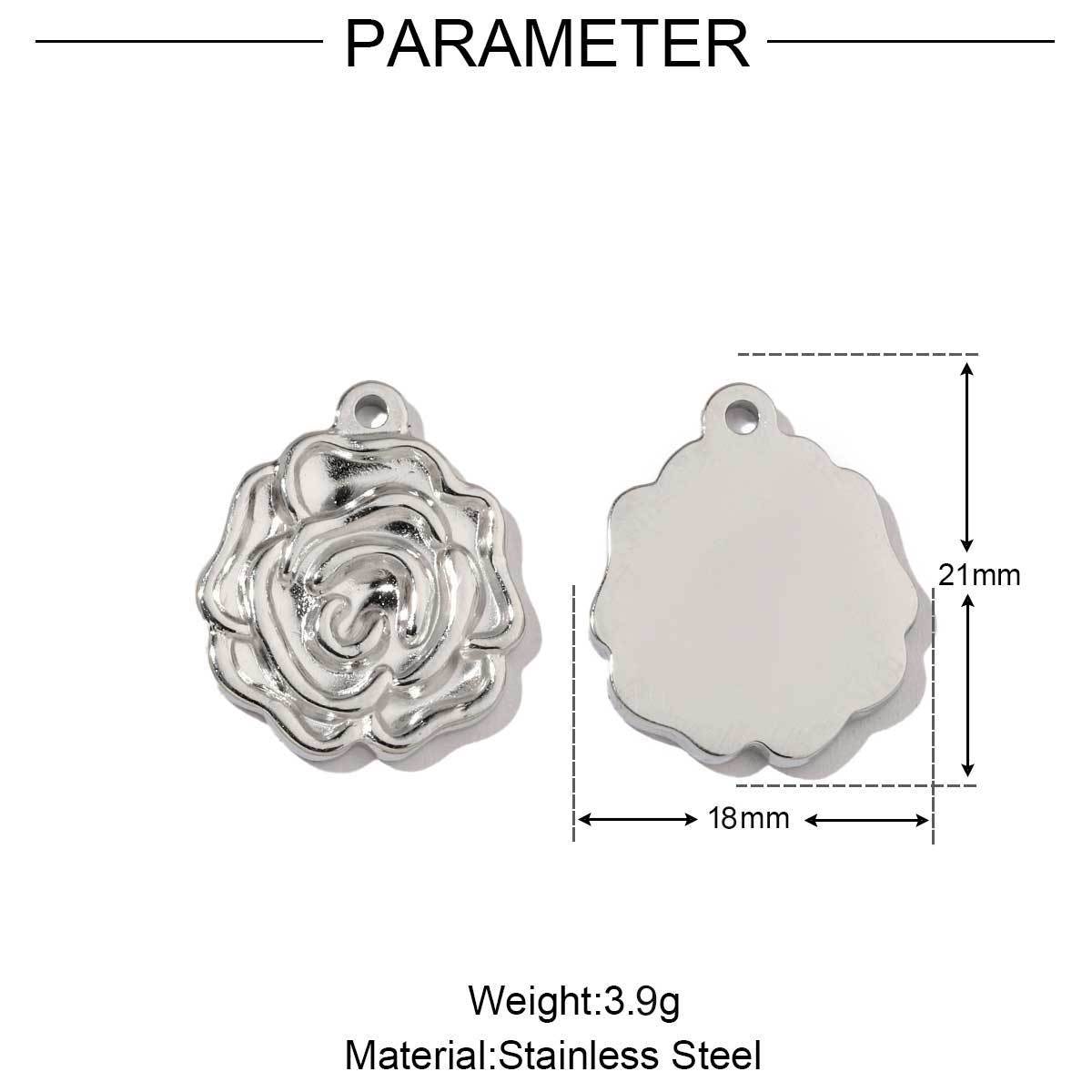 6pcs/pack  Mirror Polish Rose Clover Charms Stainless steel leaf Flower DIY Pendant For Women Jewelry Making Accessories