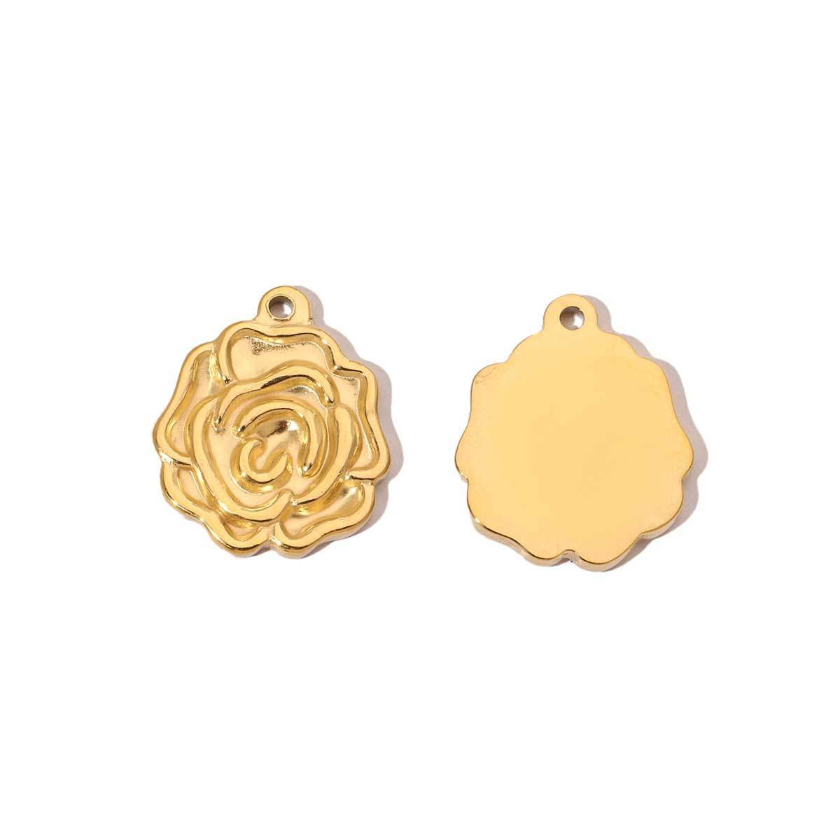 6pcs/pack  Mirror Polish Rose Clover Charms Stainless steel leaf Flower DIY Pendant For Women Jewelry Making Accessories