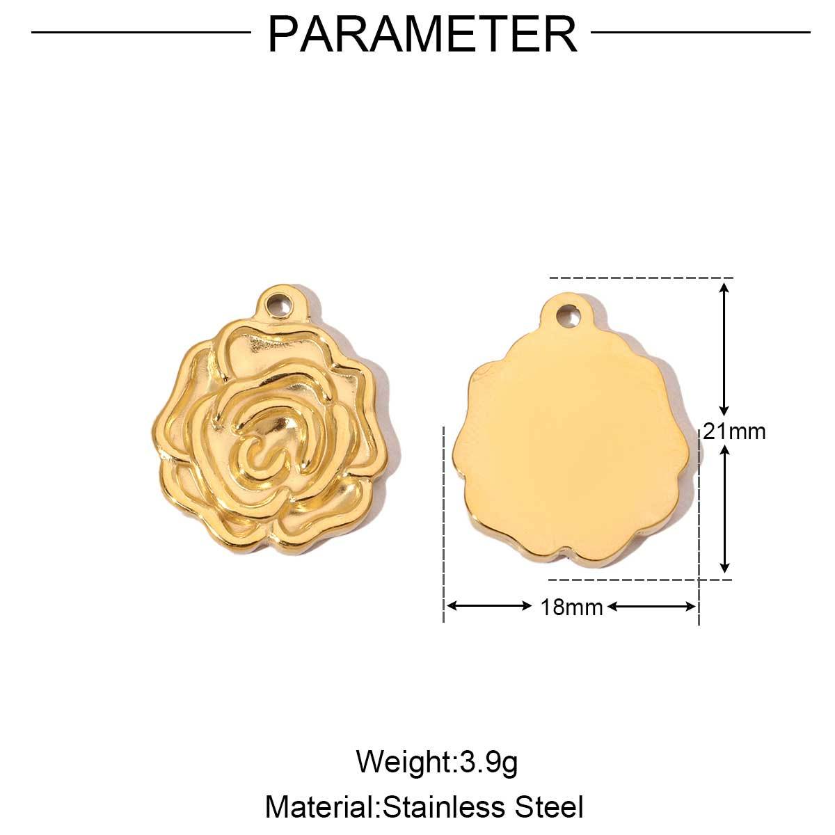 6pcs/pack  Mirror Polish Rose Clover Charms Stainless steel leaf Flower DIY Pendant For Women Jewelry Making Accessories