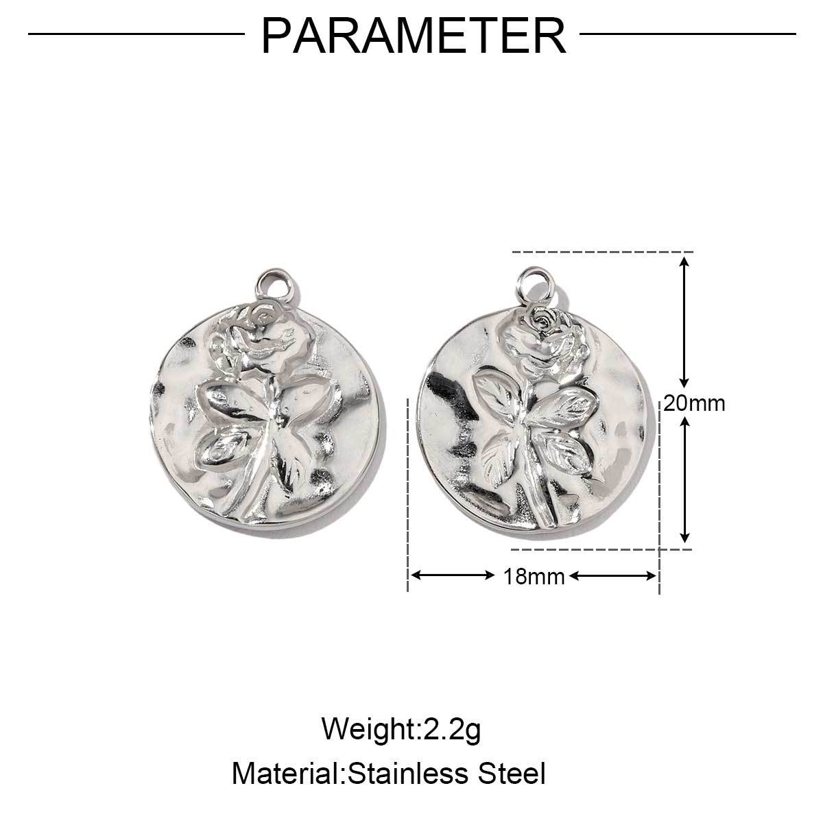 6pcs/pack  Mirror Polish Rose Clover Charms Stainless steel leaf Flower DIY Pendant For Women Jewelry Making Accessories