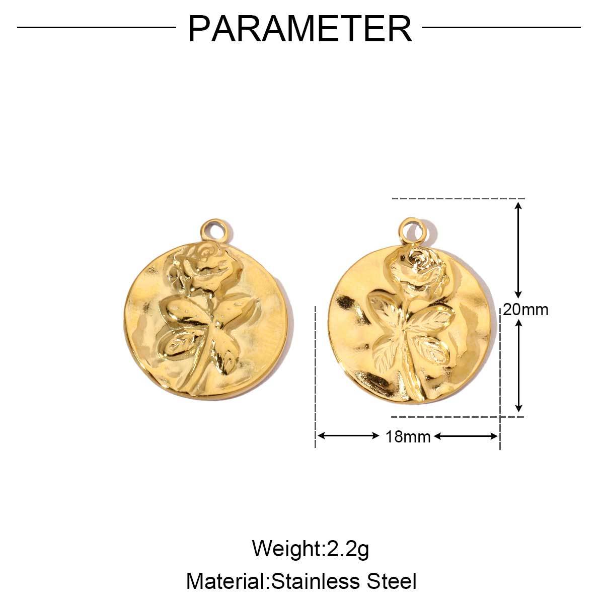 6pcs/pack  Mirror Polish Rose Clover Charms Stainless steel leaf Flower DIY Pendant For Women Jewelry Making Accessories