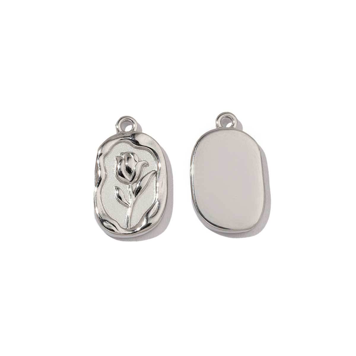 6pcs/pack  Mirror Polish Rose Clover Charms Stainless Steel Leaf Flower DIY Pendant For Women Jewelry Making Accessories