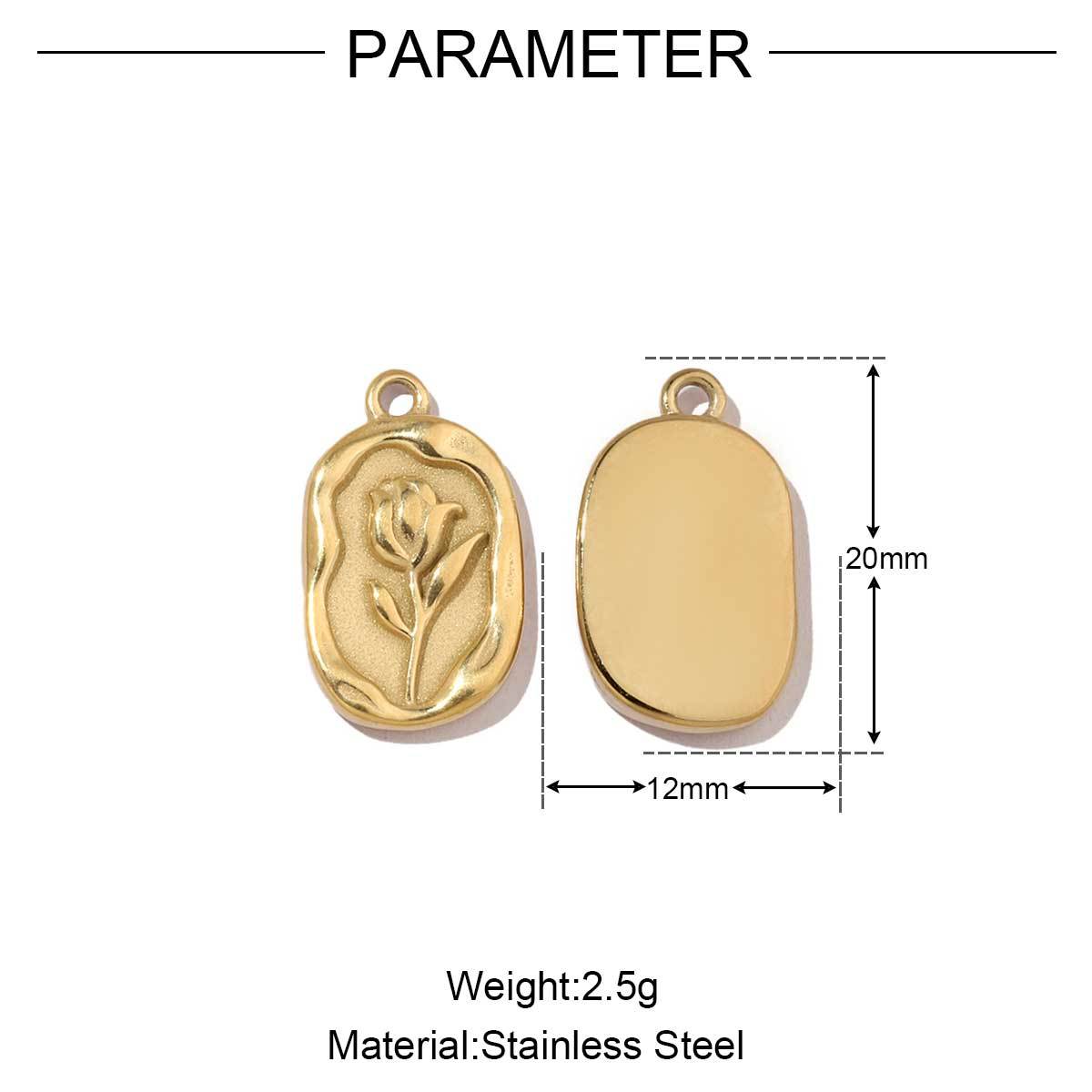 6pcs/pack  Mirror Polish Rose Clover Charms Stainless Steel Leaf Flower DIY Pendant For Women Jewelry Making Accessories