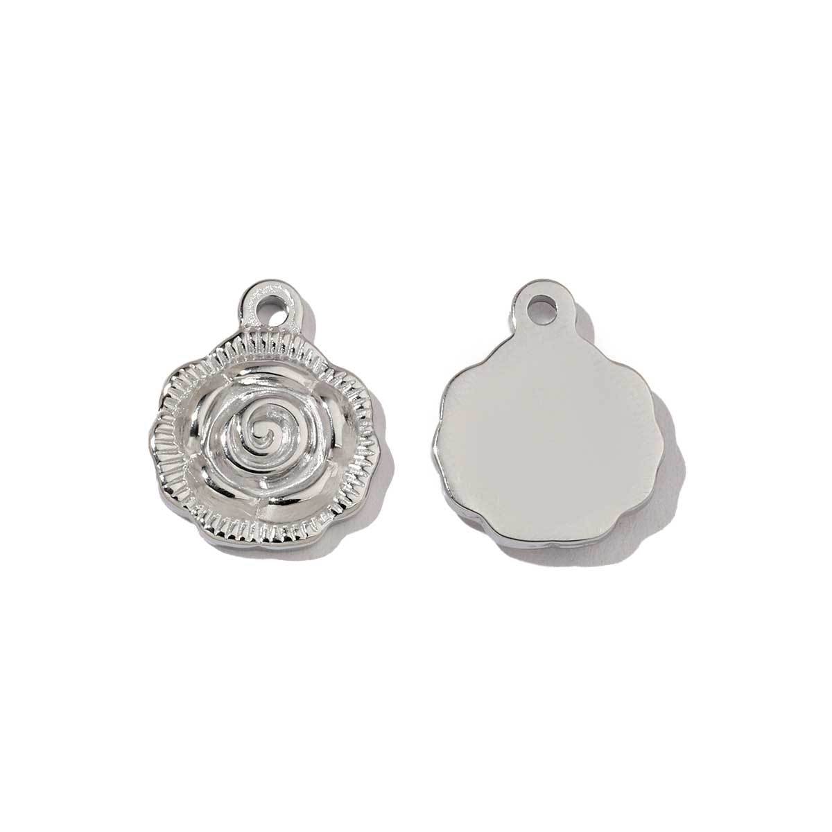 6pcs/pack  Mirror Polish Rose Clover Charms Stainless Steel Leaf Flower DIY Pendant For Women Jewelry Making Accessories