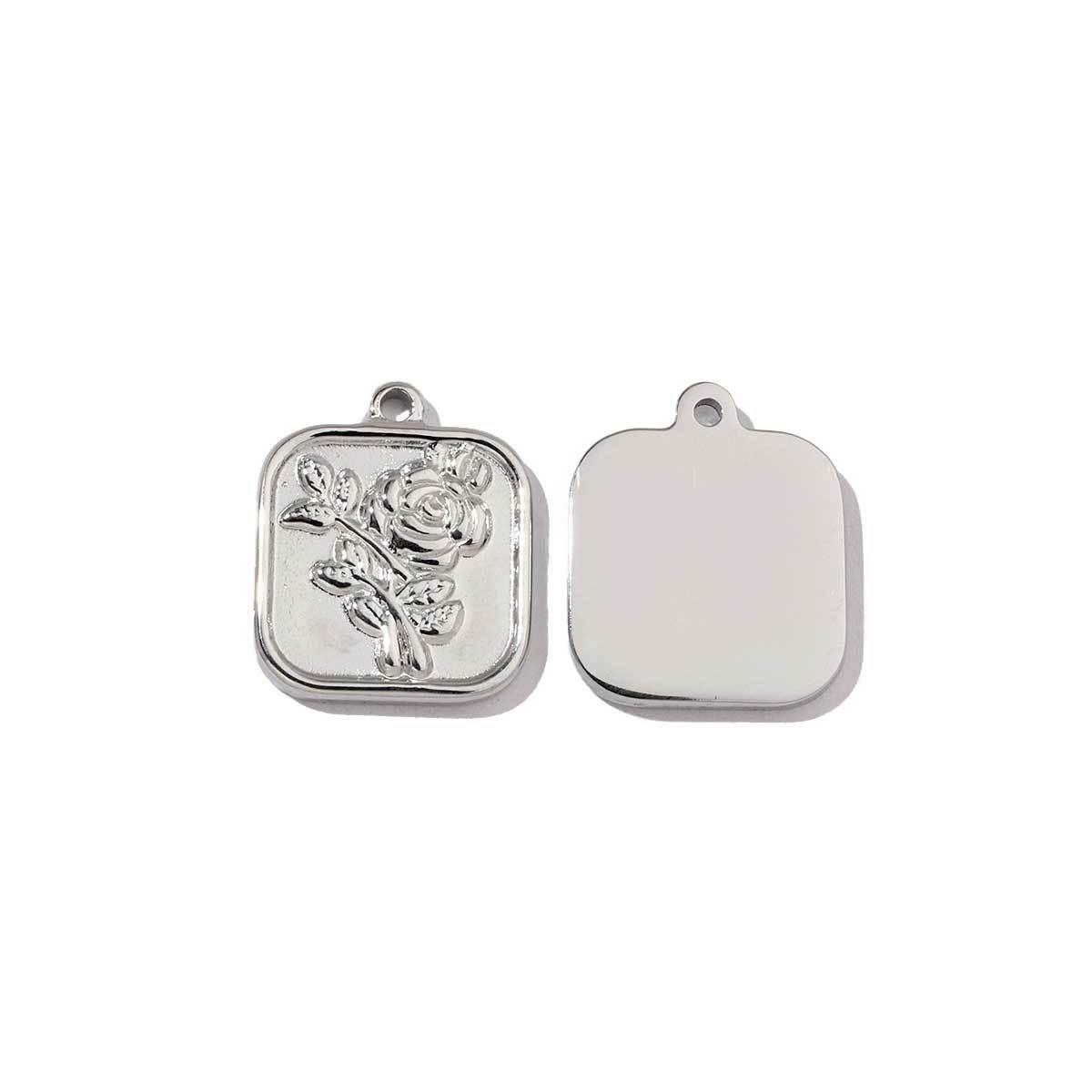 6pcs/pack  Mirror Polish Rose Clover Charms Stainless Steel Leaf Flower DIY Pendant For Women Jewelry Making Accessories
