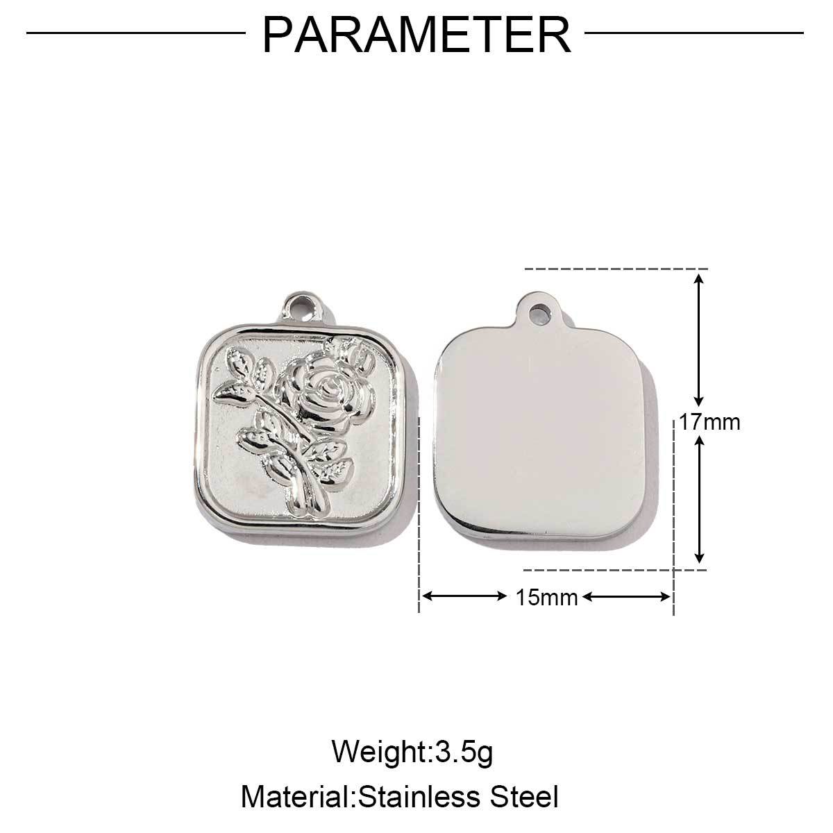 6pcs/pack  Mirror Polish Rose Clover Charms Stainless Steel Leaf Flower DIY Pendant For Women Jewelry Making Accessories