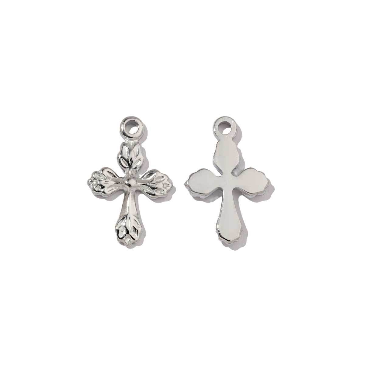 6pcs/pack  Mirror Polish Rose Clover Charms Stainless Steel Leaf Flower DIY Pendant For Women Jewelry Making Accessories